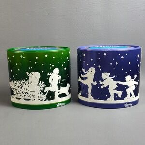 Kleenex Feel the Season Tissues Ultra Soft Winter Ice Skating Tree Farm Oval Box